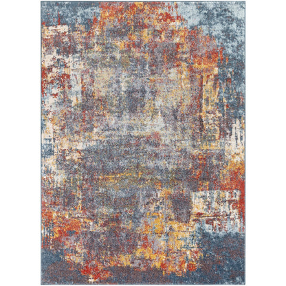 NOA Abstract Modern Marble Burnt Orange Area Rug Flat