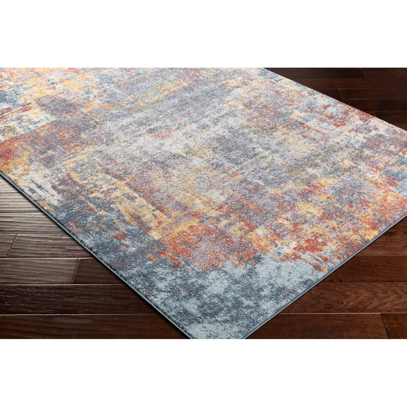 NOA Abstract Modern Marble Burnt Orange Area Rug Corner
