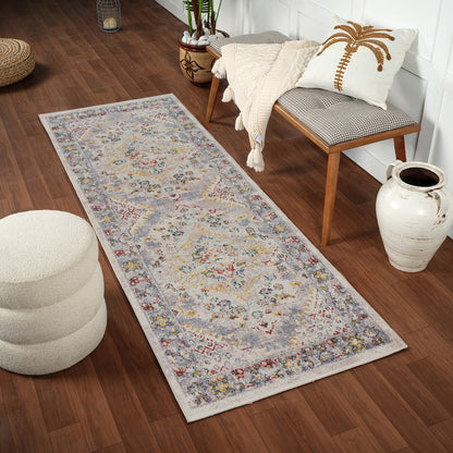 JADE Vintage Traditional Oriental Boho Taupe Area Rug Roomscene