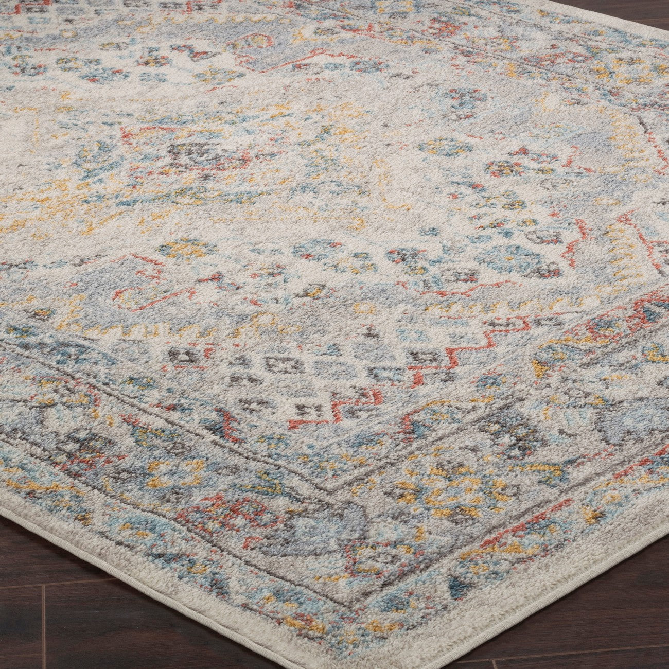 JADE Vintage Traditional Oriental Boho Taupe Area Rug Corner