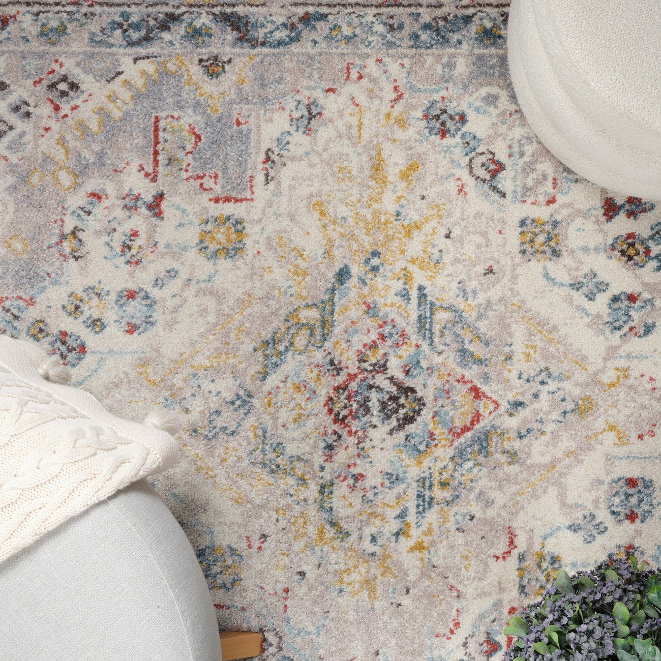 JADE Vintage Traditional Oriental Boho Taupe Area Rug Swatch