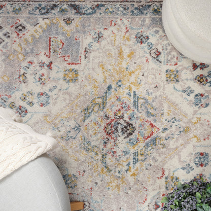 JADE Vintage Traditional Oriental Boho Taupe Area Rug Swatch