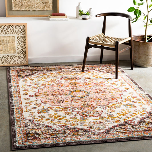 CELIA Vintage Traditional Oriental Boho Brick Area Rug Roomscene