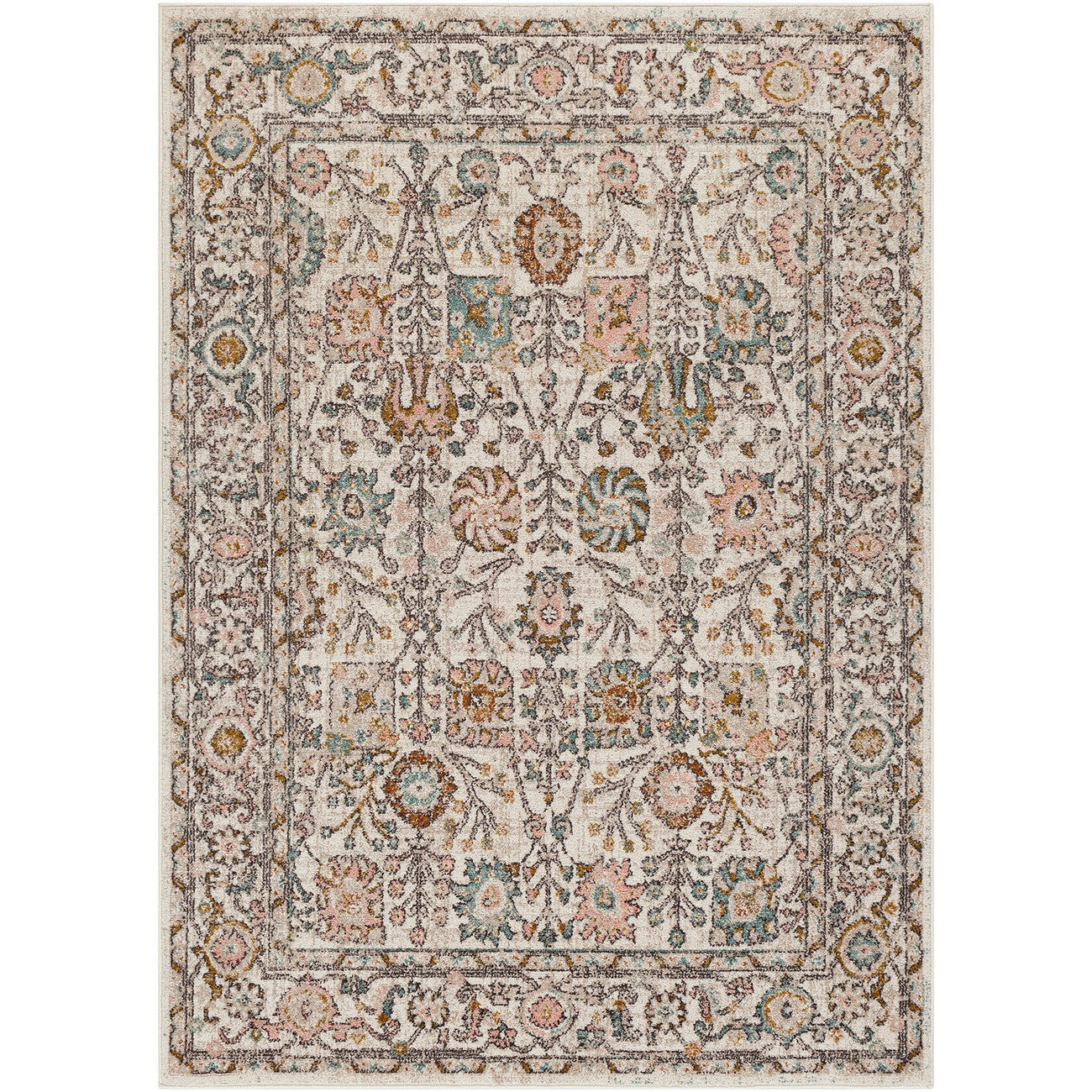AMIRA Vintage Traditional Oriental Boho Burnt Orange Area Rug Flat