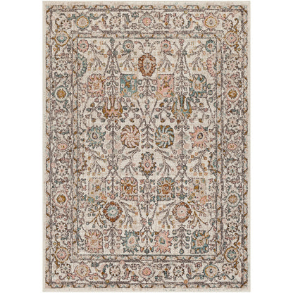 AMIRA Vintage Traditional Oriental Boho Burnt Orange Area Rug Flat