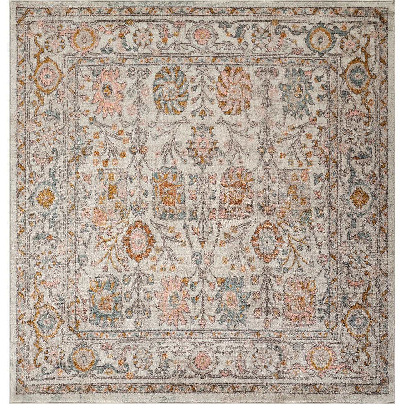 AMIRA Vintage Traditional Oriental Boho Burnt Orange Area Rug Flat