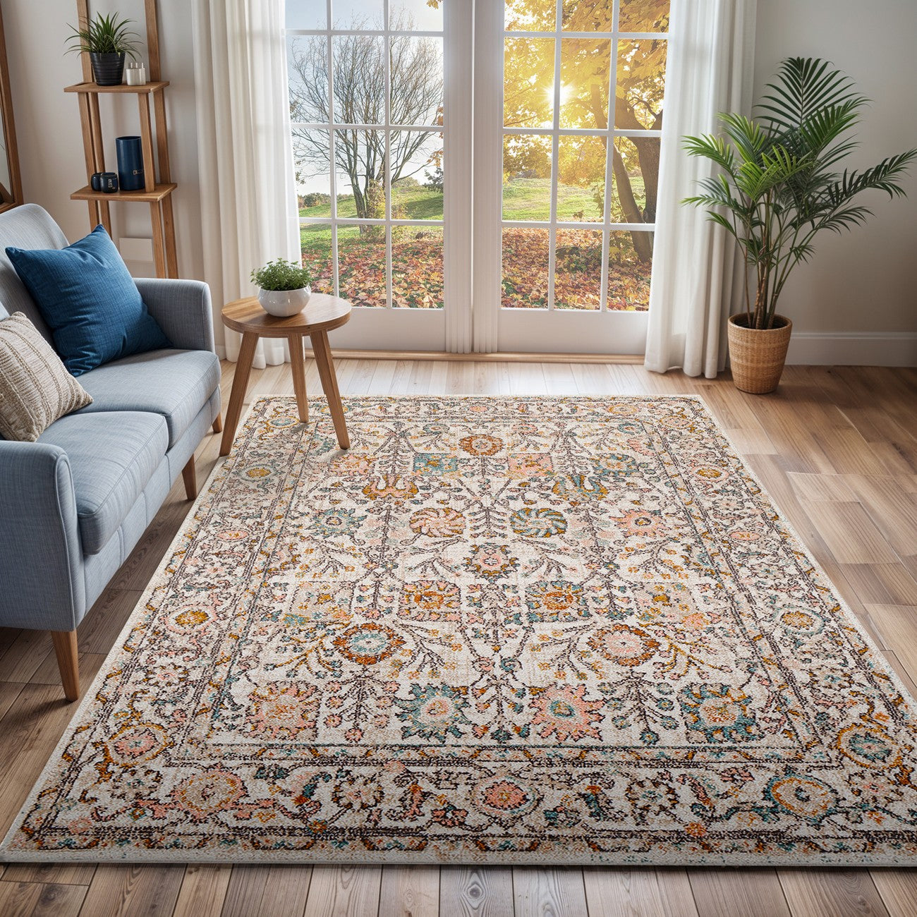 AMIRA Vintage Traditional Oriental Boho Burnt Orange Area Rug Roomscene
