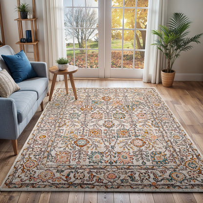 AMIRA Vintage Traditional Oriental Boho Burnt Orange Area Rug Roomscene