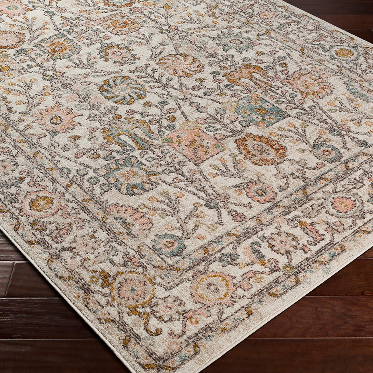 AMIRA Vintage Traditional Oriental Boho Burnt Orange Area Rug Corner