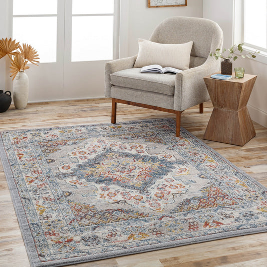 JADE Vintage Traditional Oriental Boho Grey Area Rug Roomscene