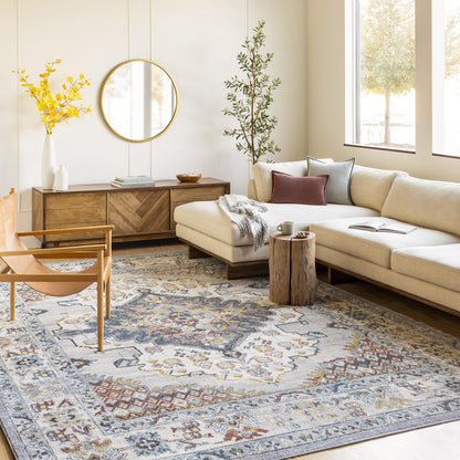 JADE Vintage Traditional Oriental Boho Grey Area Rug Roomscene