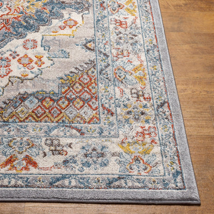 JADE Vintage Traditional Oriental Boho Grey Area Rug Front