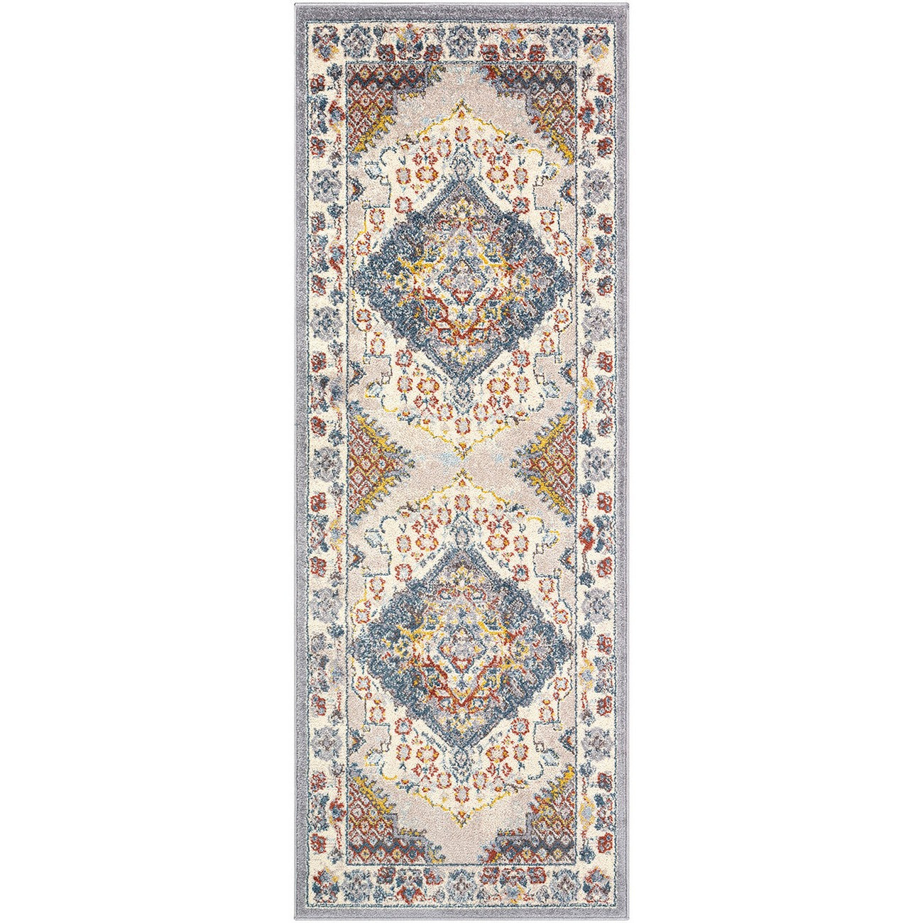 JADE Vintage Traditional Oriental Boho Grey Area Rug Flat
