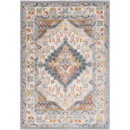 JADE Vintage Traditional Oriental Boho Grey Area Rug Flat