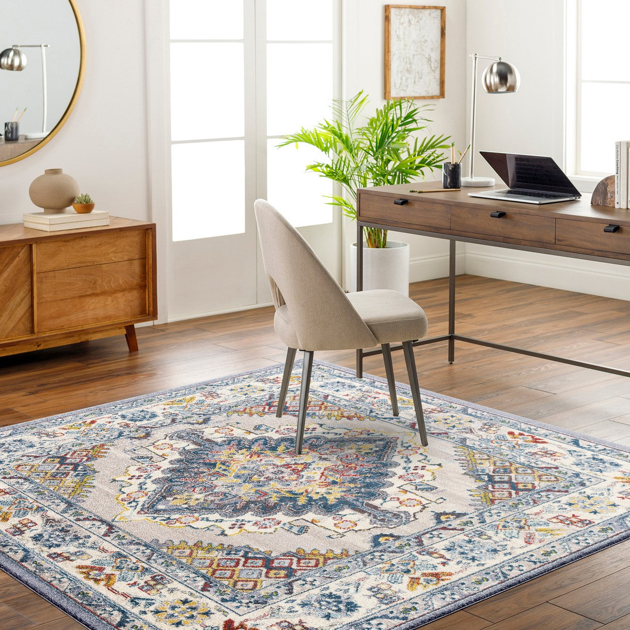 JADE Vintage Traditional Oriental Boho Grey Area Rug Roomscene