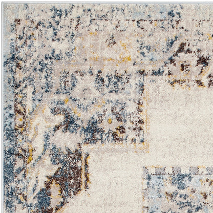 AGRA Vintage Traditional Oriental Boho Sky Blue Area Rug Zoom