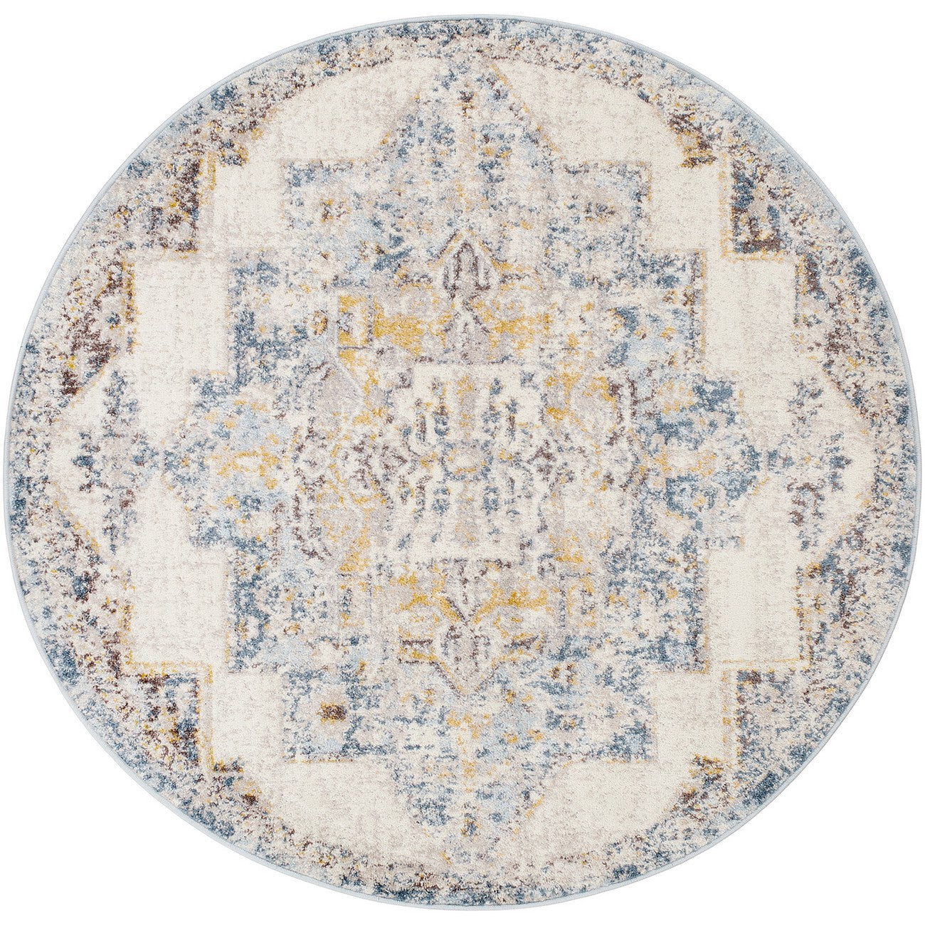 AGRA Vintage Traditional Oriental Boho Sky Blue Area Rug Flat