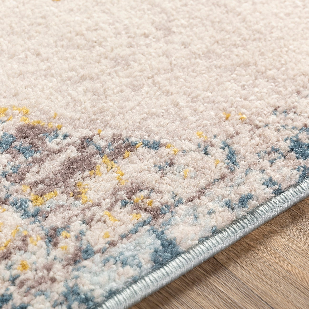 AGRA Vintage Traditional Oriental Boho Sky Blue Area Rug Texture