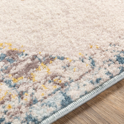 AGRA Vintage Traditional Oriental Boho Sky Blue Area Rug Texture