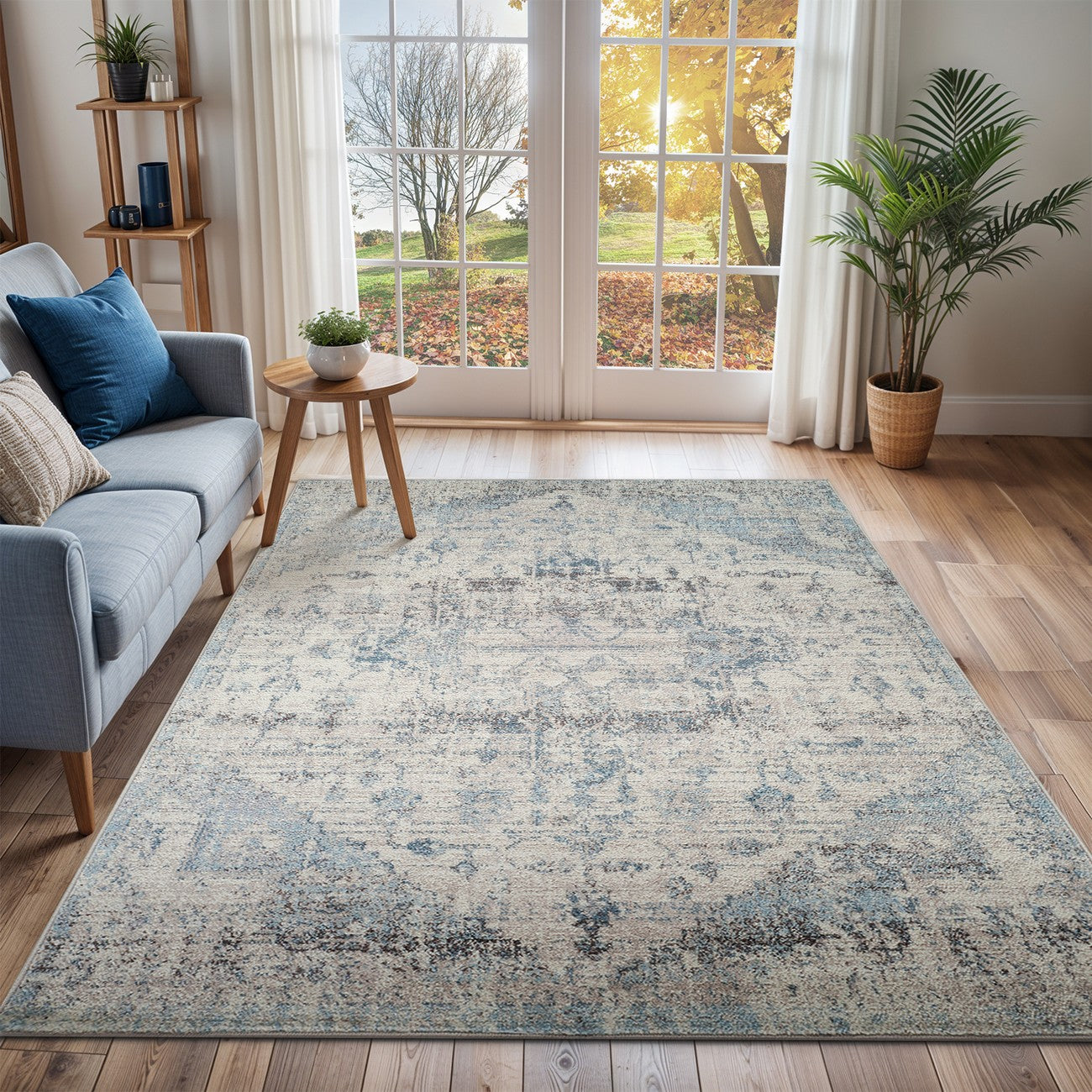 LYA Vintage Traditional Oriental Boho Ivory Area Rug Roomscene