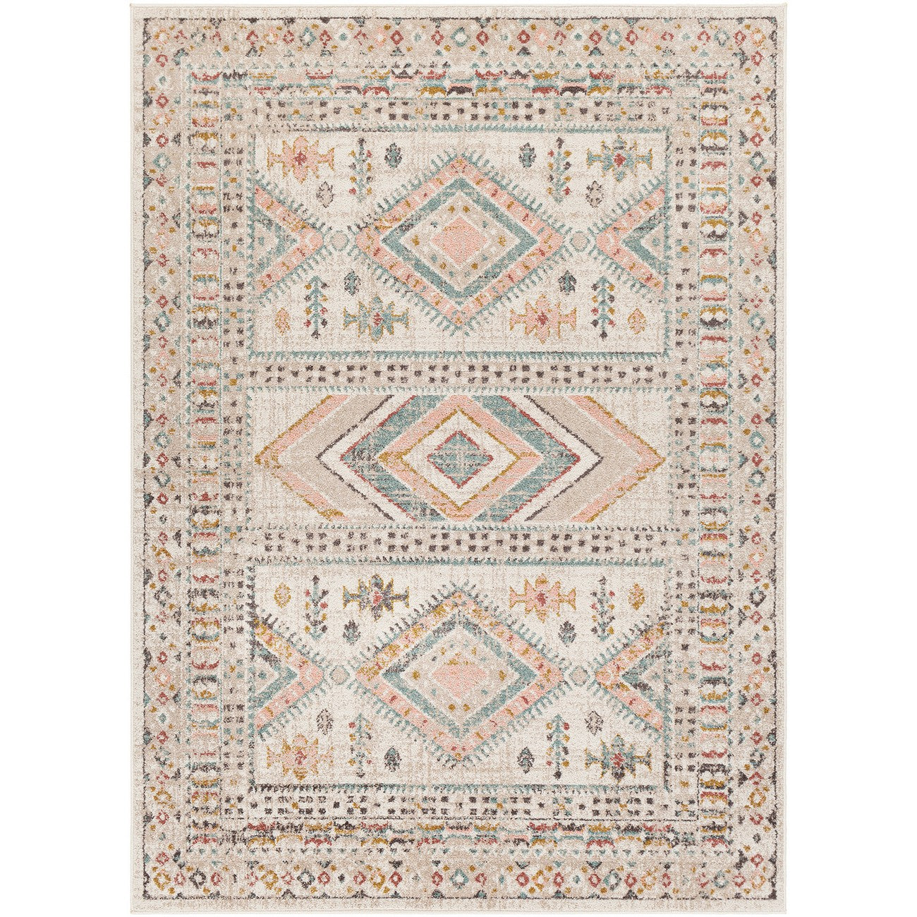EVELYN Scandi Modern Boho Brick Area Rug Flat