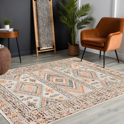 EVELYN Scandi Modern Boho Brick Area Rug Roomscene