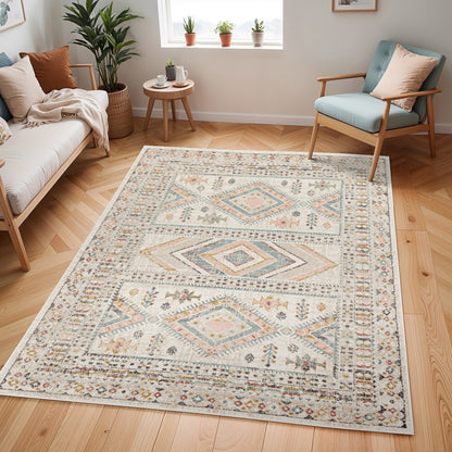 EVELYN Scandi Modern Boho Brick Area Rug Roomscene