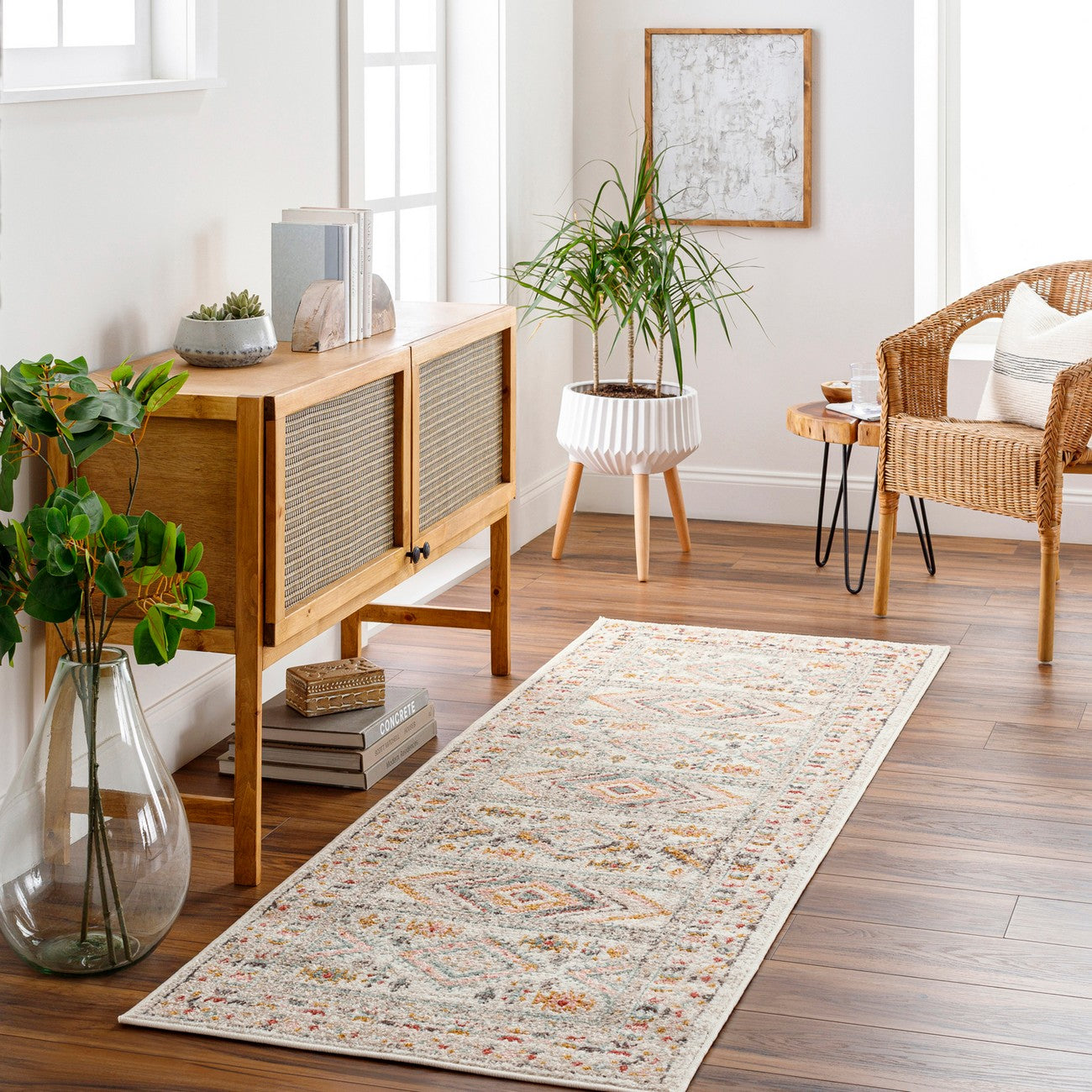 EVELYN Scandi Modern Boho Brick Area Rug Roomscene