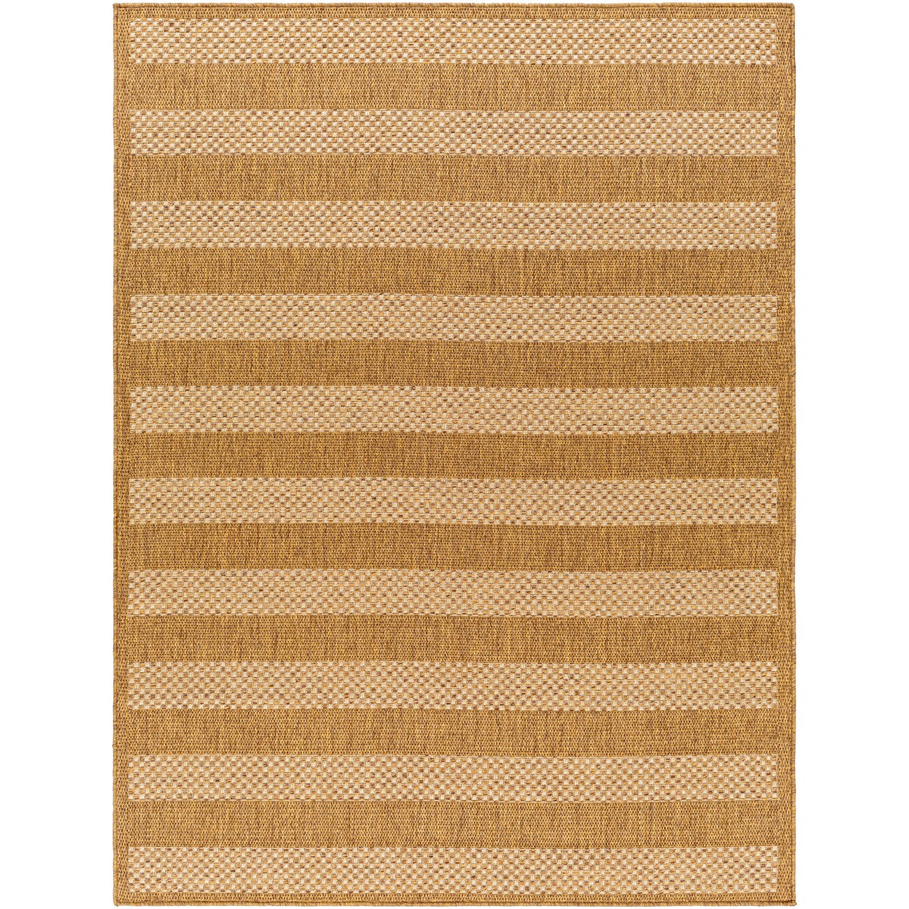 BAHATI Indoor & Outdoor Jute-Look Brown/White Black Striped Area Rug Flat