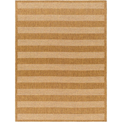 BAHATI Indoor & Outdoor Jute-Look Brown/White Black Striped Area Rug Flat