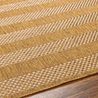 BAHATI Indoor & Outdoor Jute-Look Brown/White Black Striped Area Rug Texture