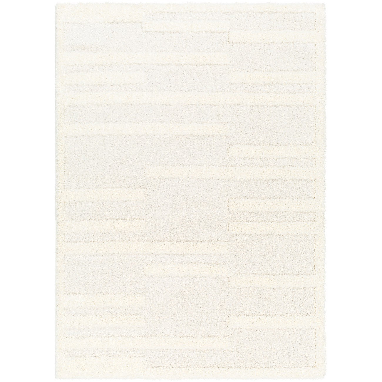 BAHRANI Shaggy Modern Plush Pile Beige/Ivory Area Rug Flat