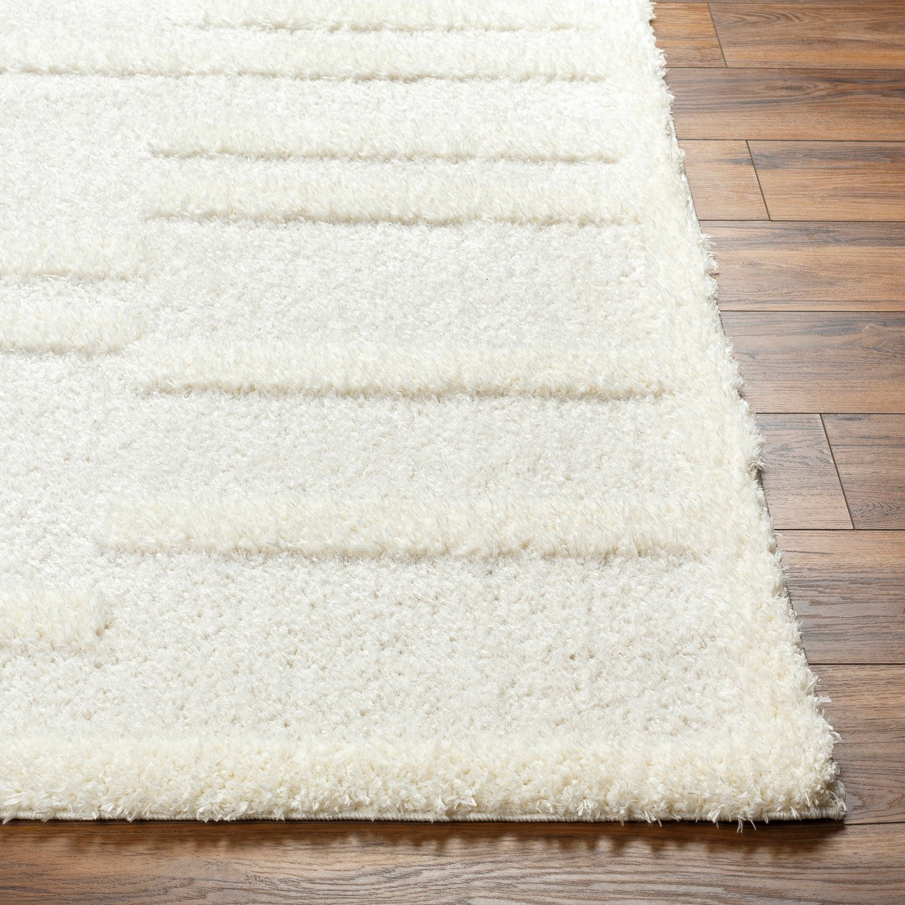 BAHRANI Shaggy Modern Plush Pile Beige/Ivory Area Rug Front