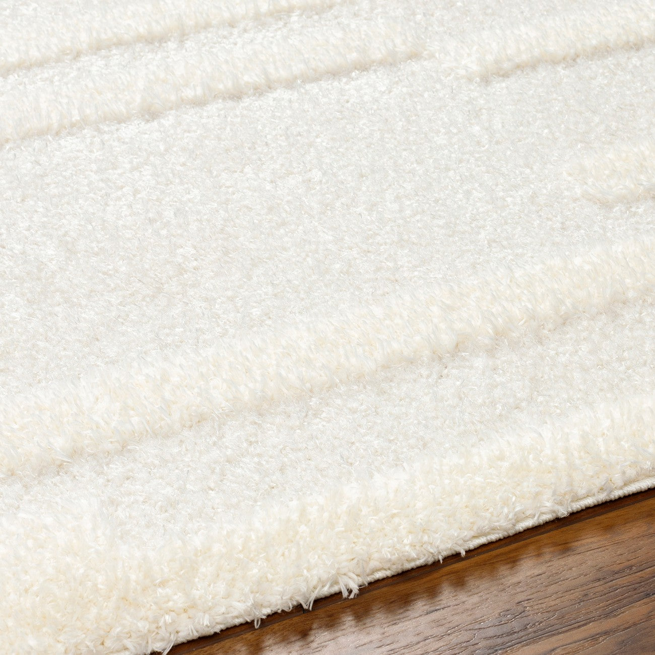 BAHRANI Shaggy Modern Plush Pile Beige/Ivory Area Rug Texture