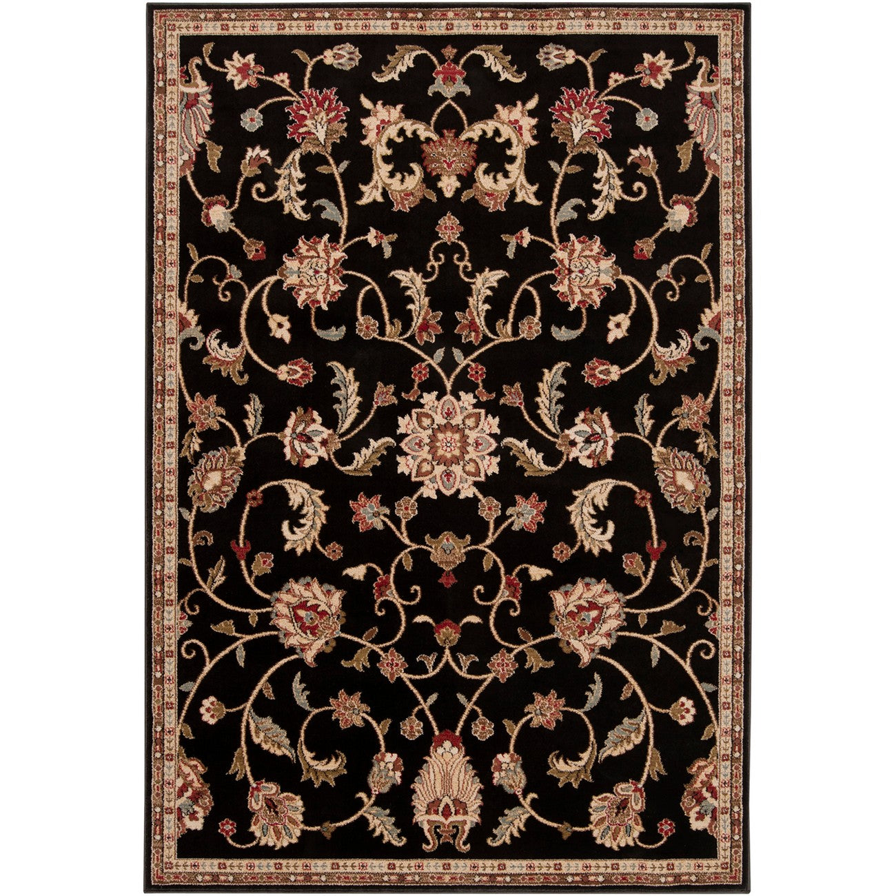 BEKURI Scandi Traditional Boho Black Area Rug Flat