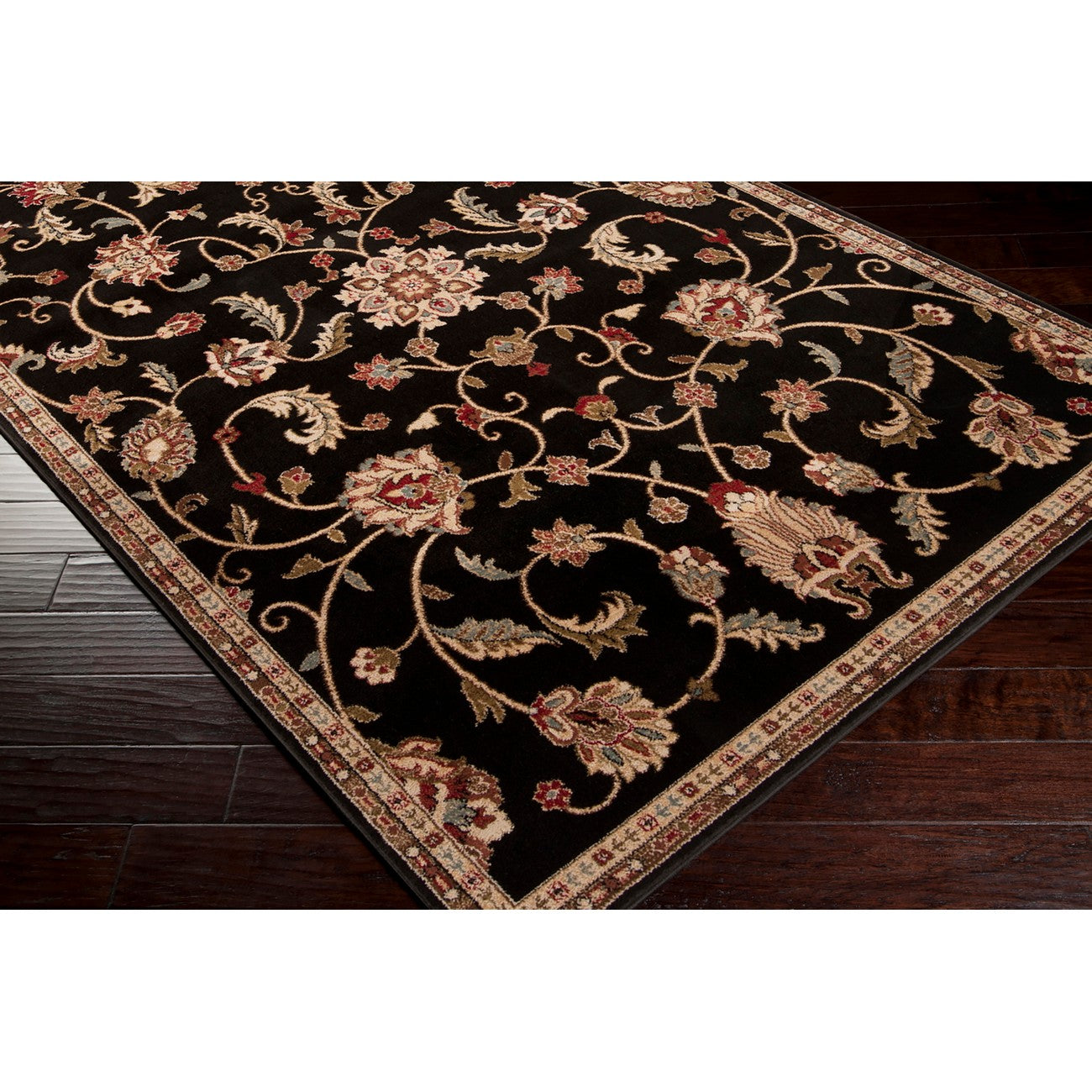 BEKURI Scandi Traditional Boho Black Area Rug Corner