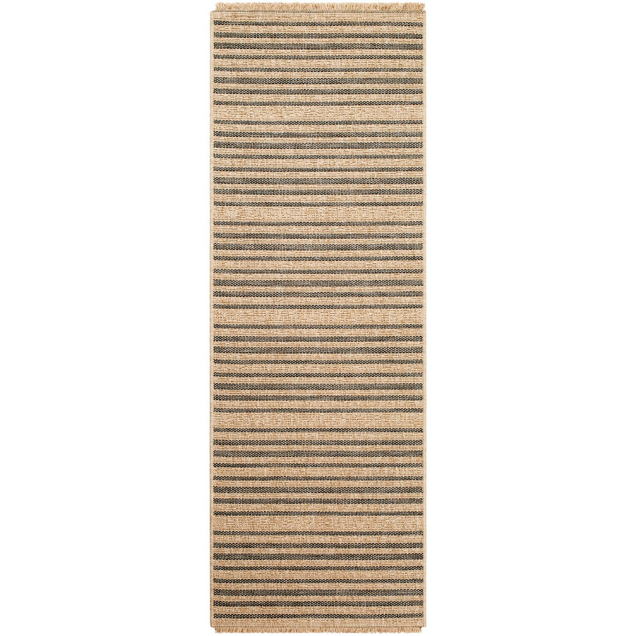 BETSY Indoor & Outdoor Cottage Jute-Look Brown Striped Area Rug Flat