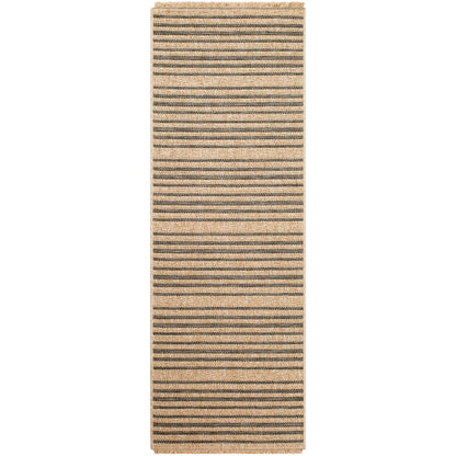 BETSY Indoor & Outdoor Cottage Jute-Look Brown Striped Area Rug Flat