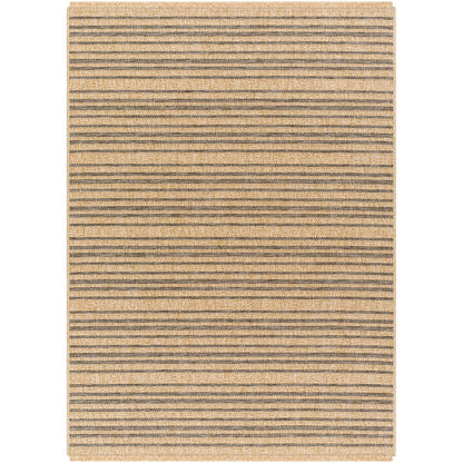 BETSY Indoor & Outdoor Cottage Jute-Look Brown Striped Area Rug Flat