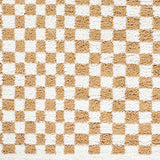 Kittu Shaggy Modern Plush Pile Saffron Checkered Rug