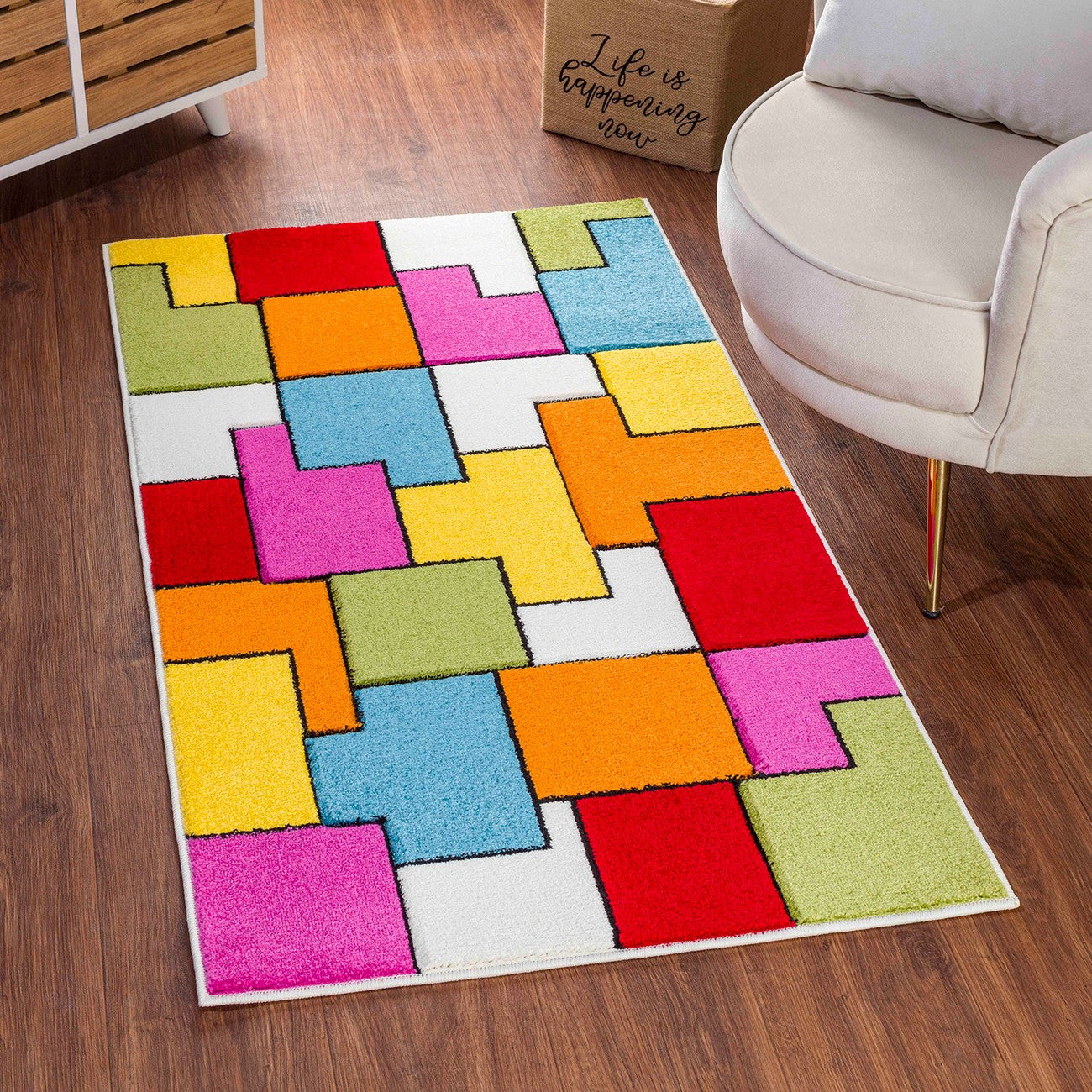 BONNIE Scandi LBU2314 Geometric Multicolour Area Rug Roomscene