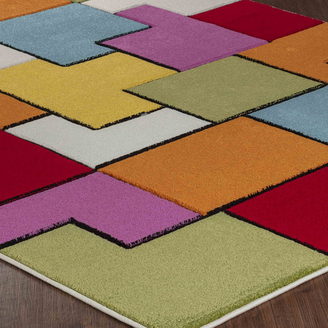 BONNIE Scandi LBU2314 Geometric Multicolour Area Rug Corner