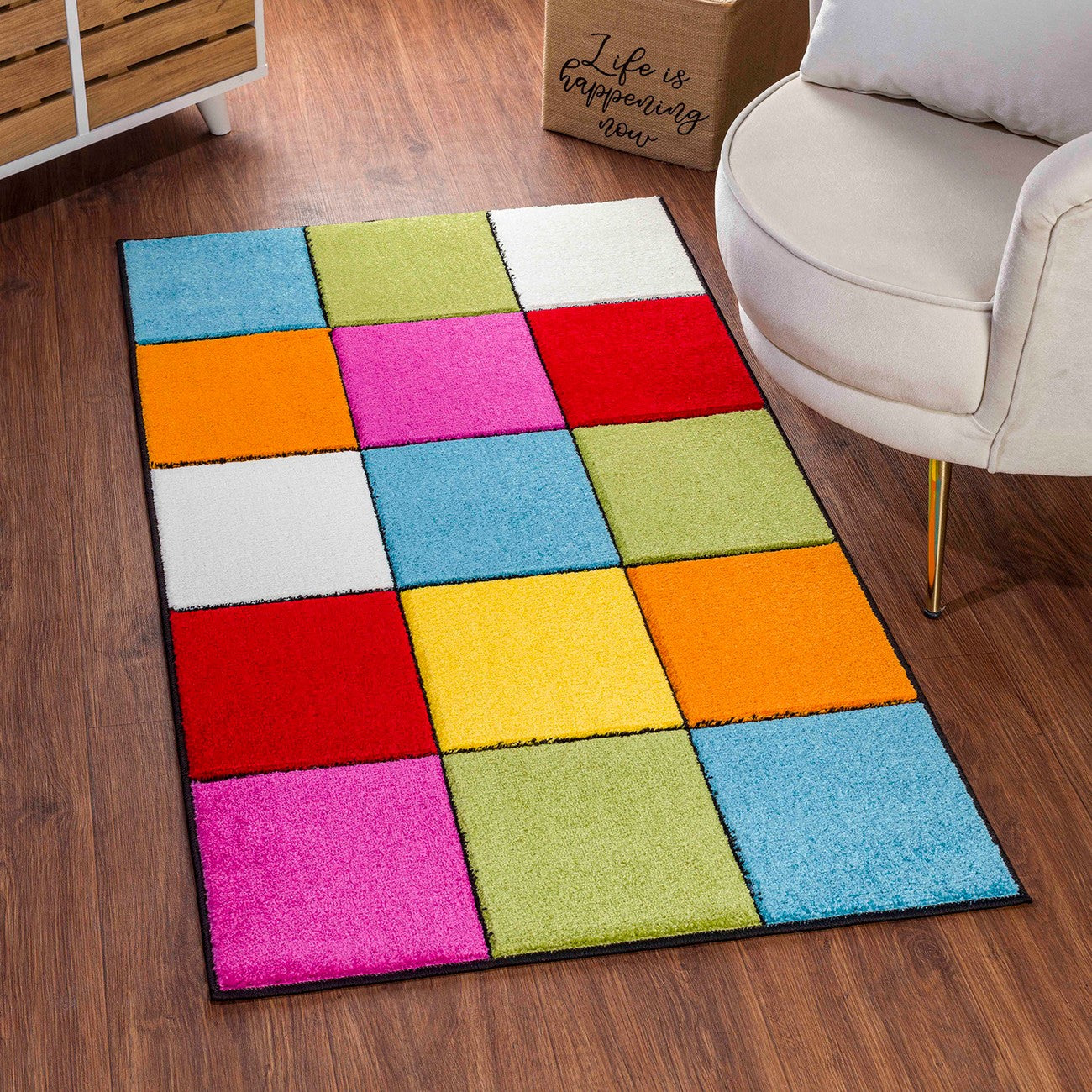 BONNIE Scandi LBU2323 Geometric Multicolour Area Rug Roomscene