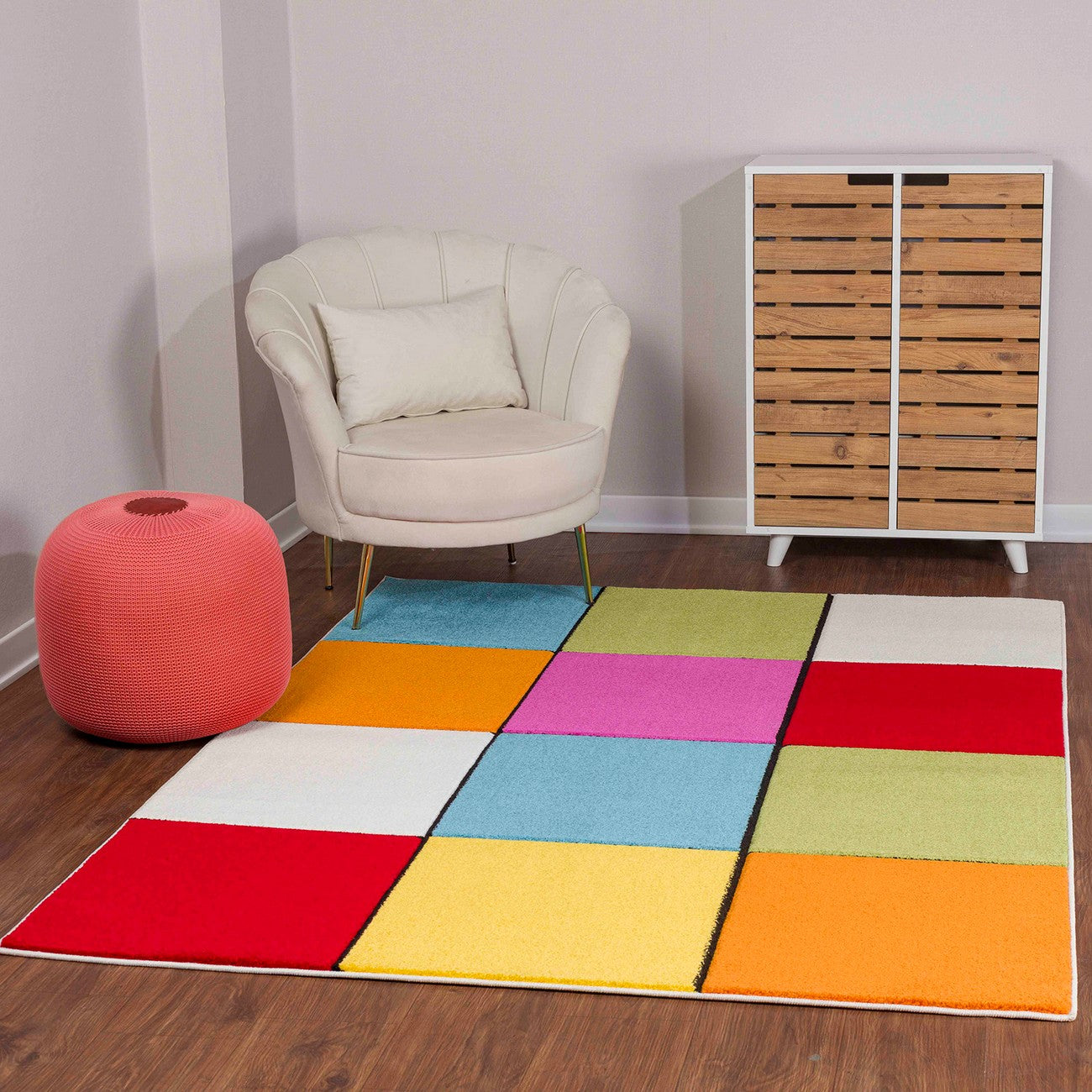 BONNIE Scandi LBU2323 Geometric Multicolour Area Rug Roomscene