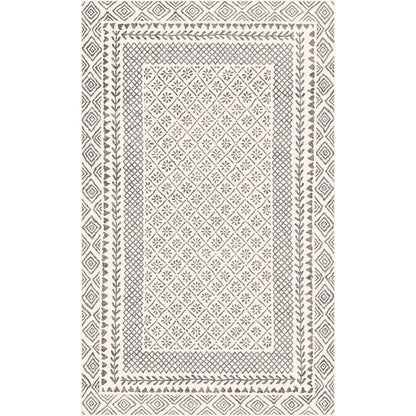 AMBRE Scandi Geometric Charcoal Light Beige Area Rug Flat