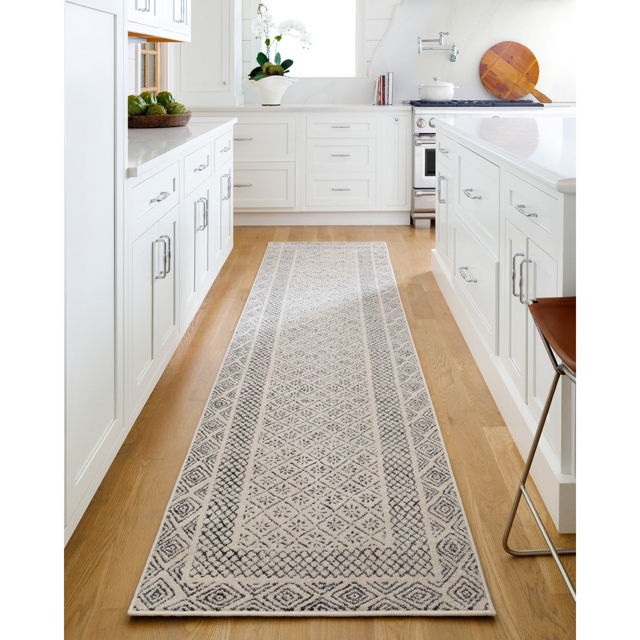 AMBRE Scandi Geometric Charcoal Light Beige Area Rug Roomscene