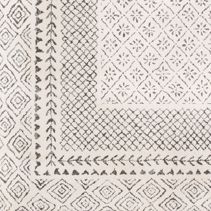 AMBRE Scandi Geometric Charcoal Light Beige Area Rug Swatch