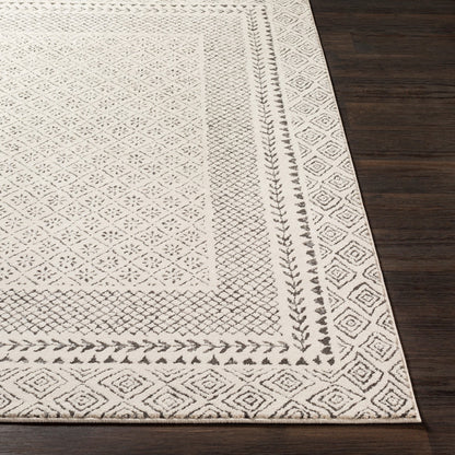 AMBRE Scandi Geometric Charcoal Light Beige Area Rug Front