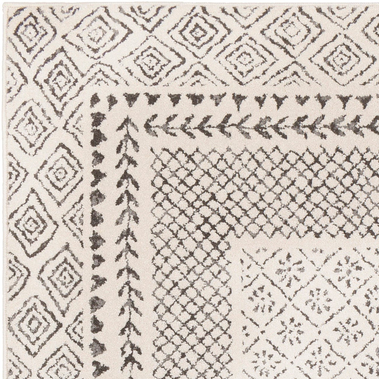 AMBRE Scandi Geometric Charcoal Light Beige Area Rug Zoom