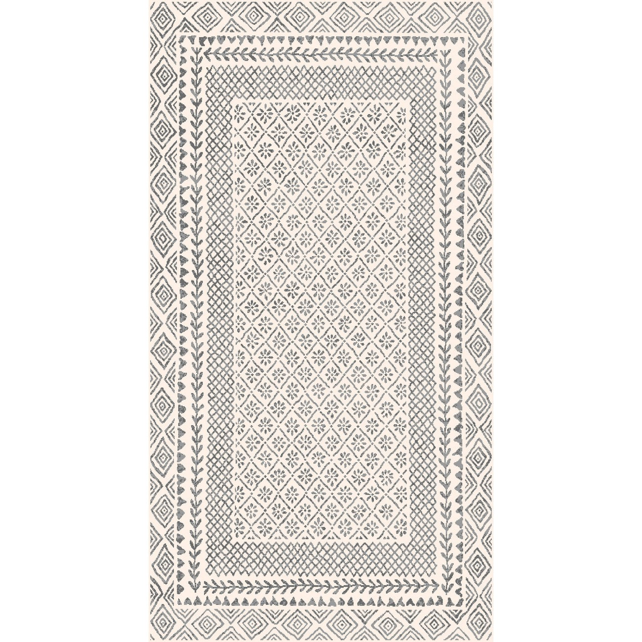 AMBRE Scandi Geometric Charcoal Light Beige Area Rug Flat